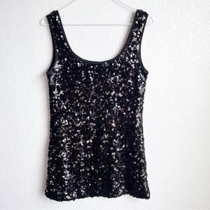 Vintage Frank Lyman Design mini dress black sequin body con size 8